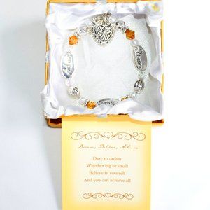 NEW Dream, Believe, Achieve Bracelet with Heart Charm